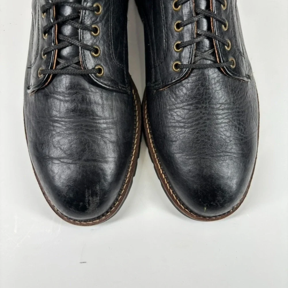 H.S. Trask Gallatin 1002 Men's US 9M Black Bison‎ Leather Plain-Toe Derby Shoes
